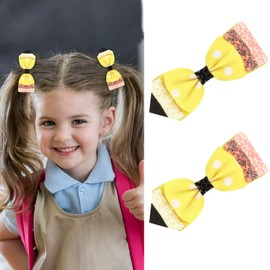 Apricne pencil hair bows for girls 2pcs yellow