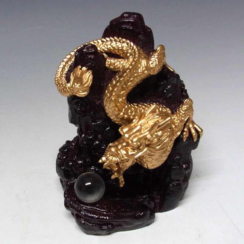 風水山水龍 金龍下山（小）13cm 置物