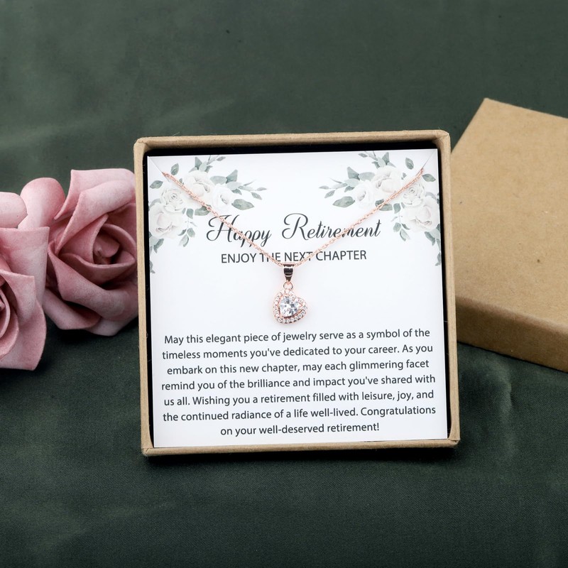 OKEYCH Retirement Gift Happy Retirement Necklace Reired Jewelry for Women