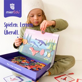 mierEdu Creative Magnetic Game Box Dino World with 68 Magnets I Promotes Creativity, Drawing & Fine Motor Skills I Toy for Children I Toy from 3 Years