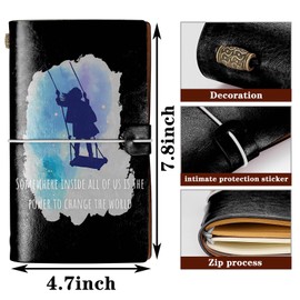 WHLBHG Matilda Gift Matilda A6 Size Refillable Leather Journal Broadway Musical Gift Musical Fans Gift Somewhere Inside All of Us is The Power to Change(Somewhere inside A6)