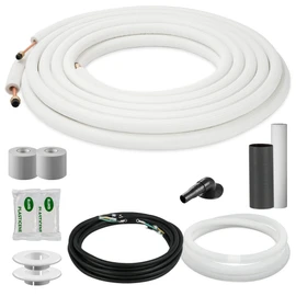 DELLA 16 Ft Mini Split Line Set, 1/4" & 3/8" O.D. Copper Pipes Tubing and 3/8 White Thickened PE Insulated Coil with Flared Nuts for Mini Split Air Conditioner or Heat Pump System(1/4+3/8)