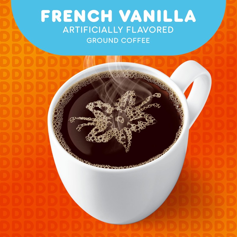 Dunkin' French Vanilla Flavored Ground Coffee, 18 Ounce (Packaging May