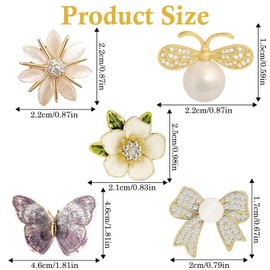 5 PCS Brooches for Women, Brooch Pin Crystal Modesty Pins, Vintage Style Dress Pin, Cover Up Brooch Pin Broaches for Women Girls Clothing Bags Jacket Backpack Accessory