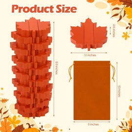 VWAERR Thanksgiving Wooden Blocks Stacking Game for Kids, 45 PCS Maple Leaf Tumbling Tower and Balance Game, Stacking Board Toy with Storage Bag for Family & Party Fun Table Decor