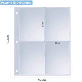 Trading Card Sleeves 480 Pockets, 60 Pages Per 8 Pockets, Trading Cards, Films, Neutral Trading Sleeves, Suitable for a Variety of Ring Binders, Collecting Folder for Playing Cards to Collect and