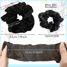 Oversized Chiffon Scrunchies for Women, Shiny Cooling Fabric, Extra Large 7.9 Inch Big Hair Scrunchies, Jumbo No Damage Hair Ties, Lightweight Giant Hair Tie (6 Pack)