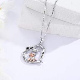 Suiknsn Yorkie Necklace for Women 925 Sterling Silver Paw Print Pendant Necklace Dog Jewelry Christmas Birthday Gifts for Yorkie Lovers Dog Lovers Friends, Medium, Sterling Silver Cubic Zirconia,