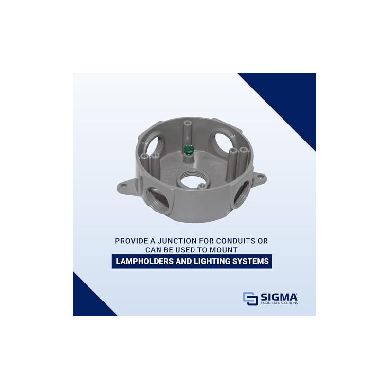 SIGMA ENGINEERED SOLUTIONS 143854 Round Metal Electrical Outlet Box, Weatherproof,