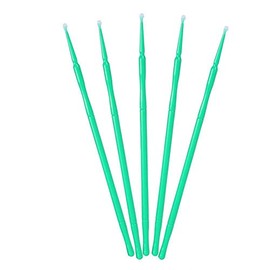100PCS Cepillo de pestañas micro, Micro aplicador de hisopos de algodón Cepillo para maquillaje y cuidado personal, Cepillo de rímel desechable Barra de limpieza de pegamento para pestañas, 4 colores(VERDE)