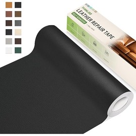 Leather Repair Tape,16 x 80 Inches Self Adhesive Leather Repair Patch，Leather Repair Kit for Furniture，Couches,Car Seats,Cabinets,Handbags(Black-Litchi Grain)