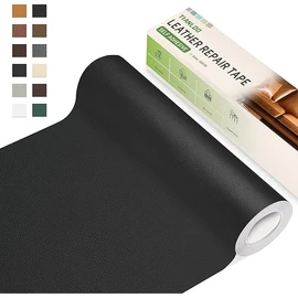 Leather Repair Tape,16 x 80 Inches Self Adhesive Leather Repair Patch，Leather Repair Kit for Furniture，Couches,Car Seats,Cabinets,Handbags(Black-Litchi Grain)