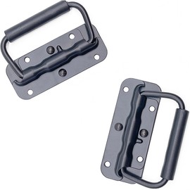 PEZEEU Spring Box Handle Folding Handle Carry Handles - Pack of 2 Hardware Boxes Handle Folding Handles with Insulated Chest Handles with Spring for Speaker Boxes Tool Boxes (Black)