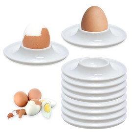 HUAJJ 10 Pcs Egg Cups, White Plastic Boiled Egg Cup Set Holder, Holders Soft Hard Boiled for Kitchen Eggs Breakfast