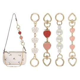 4pcs Purse Extender Chain, Gold Purse Extender, Bag Strap Extender, Cute Purse Chain Extender, Purse Strap Extender for Crossbody Bag, Replacement Bag Chains for Handbags (Set A)