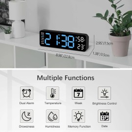 LED Large Digital Wall Desk Clock l Temperature Date Week Display10