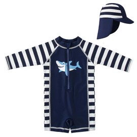 Sweegentle - Traje de baño de una pieza para bebé con protección UPF 50+, Tiburón, 6-12 Meses