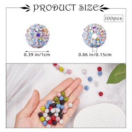 COGCHARGER Pack of 200 10 mm Rhinestone Beads for Jewellery Making Sparkling Diamond Clay Beads Disco Ball Beads for Bracelets Necklaces Earrings Jewellery Making Mixed Colours