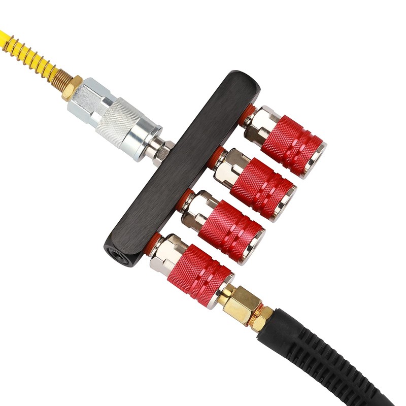 AIRTOON 2PCS 4-Way Straight Air Manifold Splitter, Line Type Air