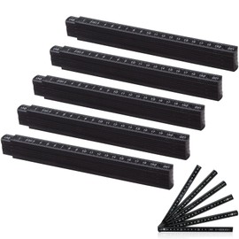 Folding Ruler Made of Plastic, 5 Pieces Folding Ruler, 2 Metre Folding Rule, for All DIY, Home, Hobby and Workshop (Black)