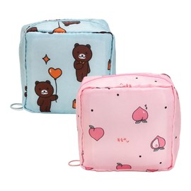 CULEO Menstruationstassen, 2-teiliger Damenbindenhalter süßer Damenbindenbehälter mit Reißverschluss wasserdichte Damenbindentasche für Frauen und Mädchen tragbar (blau, rosa)