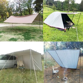 Tent Poles Adjustable Tarp Poles Steel Rods for Tarp Canopy Camping Replacement Set of 2 +Pegs & Reflective Ropes (Black)