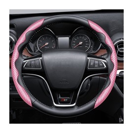 CGEAMDY Car Steering Wheel Cover, Universal Microfiber Leather Auto Steering Wheel Protector, Anti-Slip Steering Wheel Vehicle Interior Accessories for Cars, SUVs, Trucks and Vans (Pink)
