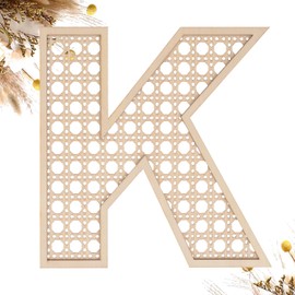 Wooden Rattan Letters 8 inch Wood Letters K for Wall Decor Crafts Boho Nursery Decor for Baby Shower Wedding Bedroom Name Signs Large Rustic Letter Home Decoration