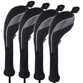 Andux 4 Pack Long Neck Golf Hybrid Club Head Covers Dial No. Tag CTMT-01 Black/Gray