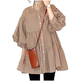 Lion Garden Spring Fashionable Blouse, Women's, Chiffon, Beautiful, Loose, M - XL, Braun