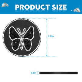 KHGUZ Bling Car Coasters, 4PCS Butterfly Rhinestone Anti-Slip Vehicle Cup Holder Insulated Bottle Mat, Diamond Shiny Automotive Interior Drink Protection Pad Accessories, Universal Fit (White)