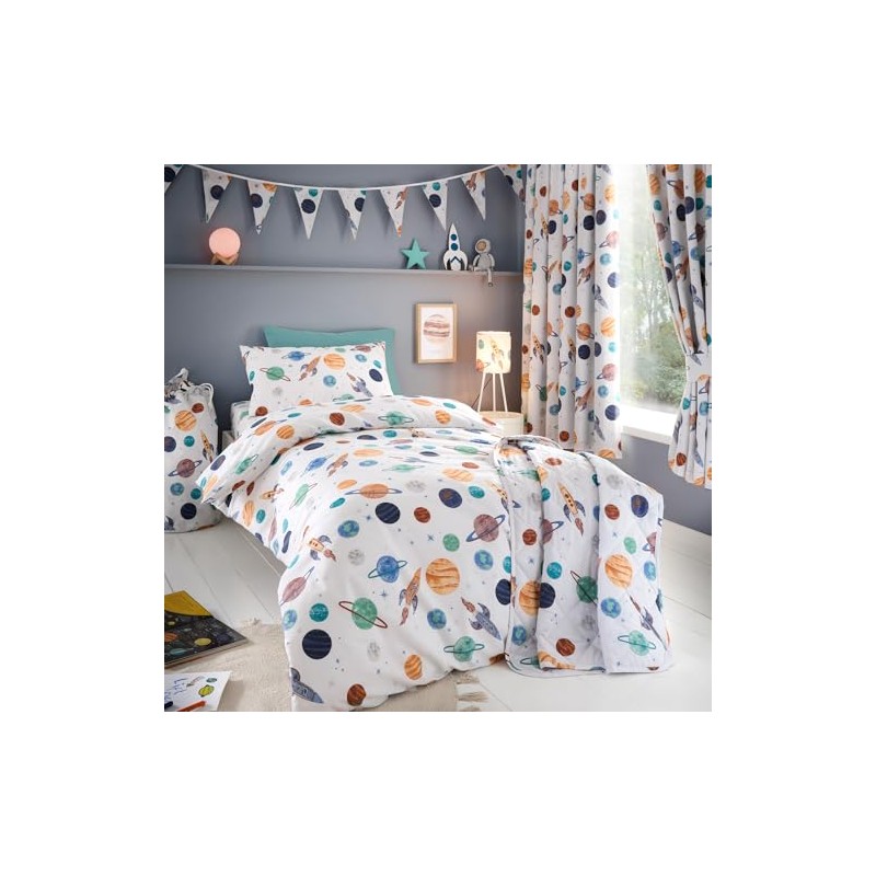 Happy Linen Company Girls Boys Kids Cosmic Planets White Toddler