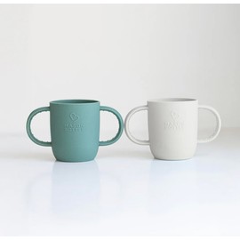 Mason Bottle Handled Silicone Sleeve – Baby Bottle Handle for 8oz Mason Jars – Sippy Cup Sleeve for Infant Feeding, Toddler Transition, and Baby Bottle Grip (Palmetto & Oyster, 2-Pack)