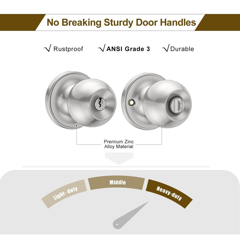 HOSOM 3 Pack Entry Door Knob and Single Cylinder Deadbolt