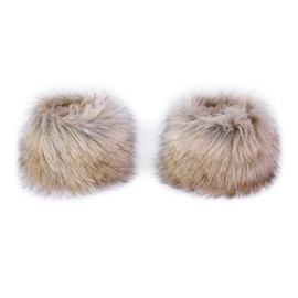 Futrzane Classic Cuffs - Faux Fur Cuffs for Wrists - Womens Coats Furry Warmers (Gold Classic)