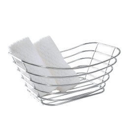 Simplify Wire Towel Basket| Dimensions: 12.1" x 7.5" x 5.1"| Bathroom | Bathroom Storage | Wire Construction | Chrome