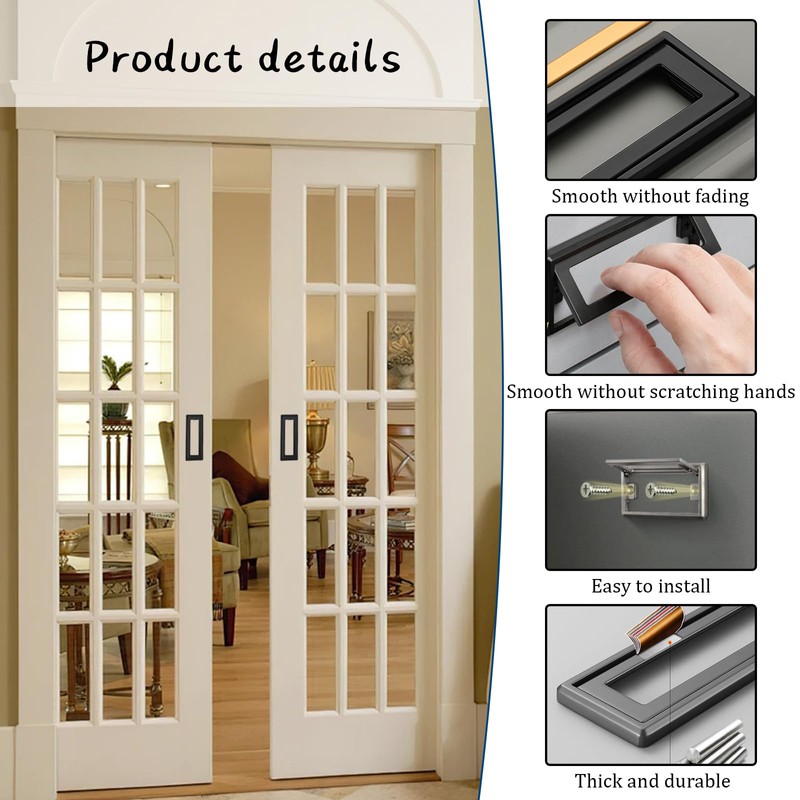 Desuibao 2 Pack Sliding Barn Door Handle, Zinc Alloy Recessed