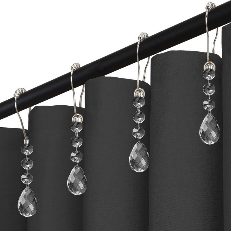Cute Waterdrop Shower Curtain Rings with Rustproof Stainless Steel Hooks,