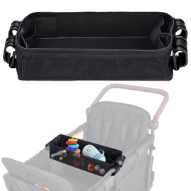 Stroller Snack Tray Compatible with Wonderfold Wagon - Upgraded with Extra Thick Base, Waterproof Faux Leather Sides & Side Mesh Pockets for Added Durability (W2 Series Thickened)