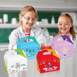 COSFAN 12 Pack Science Party Party Favor Boxes,Mad Science Print Party Treat Boxes,Science Party Candy Goodie Box,Scientist Theme School Birthday Decoration