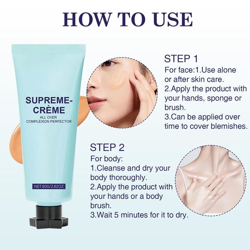COWANIEE 2 Pcs Supreme Cream All-over Complexion Perfector Set, Waterproof