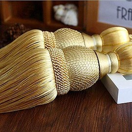 SWTOOL Selling Wonderful Curtain Holdbacks Curtains Tiebacks Home Decorative Braided Buckle Fastener Accessories Window Drapery Ball Tassels Tiebacks, Set of 2(Gold)