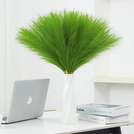 Wttisel 50pcs 22" Green Pampas Grass - Faux Pampas Grass Decor Artificial Pampas Grass for Tabke Vase Fluffy Artificial Pampas Grass for Boho Home Wedding Mothers Day Decoration