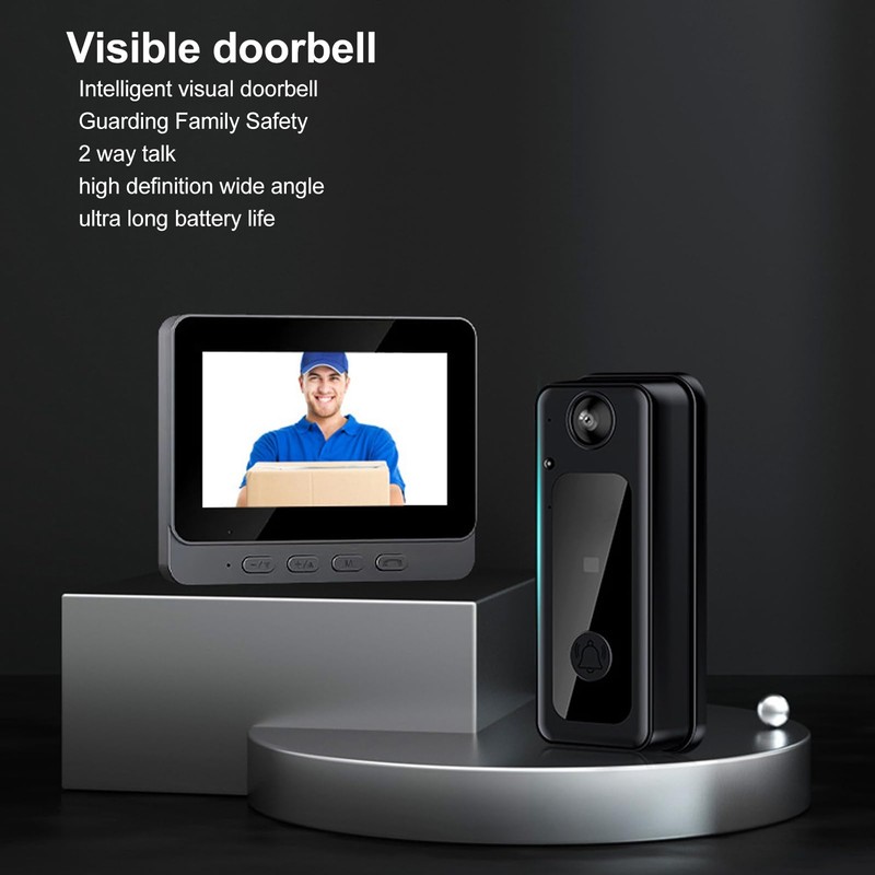 Dpofirs Timbre con Vídeo Inalámbrico, Vídeo HD 1080P, Visión Nocturna