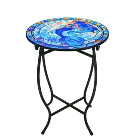 Indoor Outdoor Metal Round Side Table, 14 Inch Round Patio Coffee Bistro Table, Weather Resistant Black Metal Side Table for Patio Balcony Yard Porch Garden, Plant Stand for Indoor Outdoor Use