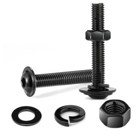 10Pcs M5 x 35mm Bolt Flanged Button Head Socket Cap Bolt Screws, Black Oxide 304 Stainless Steel Nuts and Bolts, Allen Screws, Flat & Lock Washers, Nuts and Bolts Assortment Kit by Wavanta