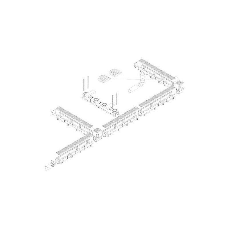 Polylok Heavy Duty 4ft Trench Drain & Grate - Gray