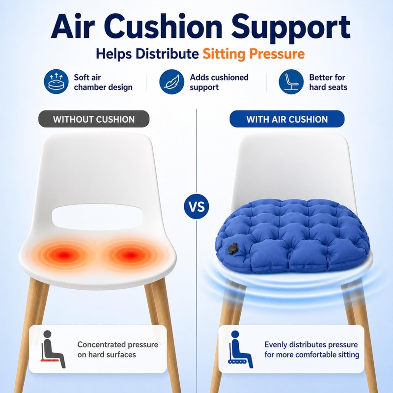 Inflatable Seat Cushion for Long Flights Portable Travel Seat Pad
