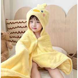 Fayscingo Baby Hooded Bath Towel for Kids Toddler Soft Warm Coral Fleece Absorbent Swaddle Blanket Swimming Poncho Towel, 120x80CM