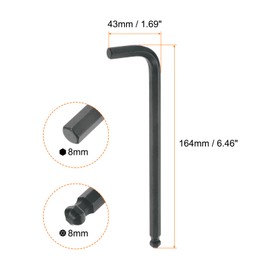 sourcing map 4pcs Ball End Hex Key Wrench 8mm L-Shape Long Arm Hexagon Metric Wrenches Chrome Vanadium Steel Repairing Tool for Home Repair Black